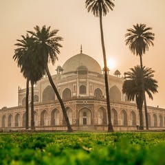 an indian palace in the sunset