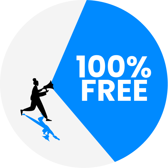 illustration showing "100% FREE"