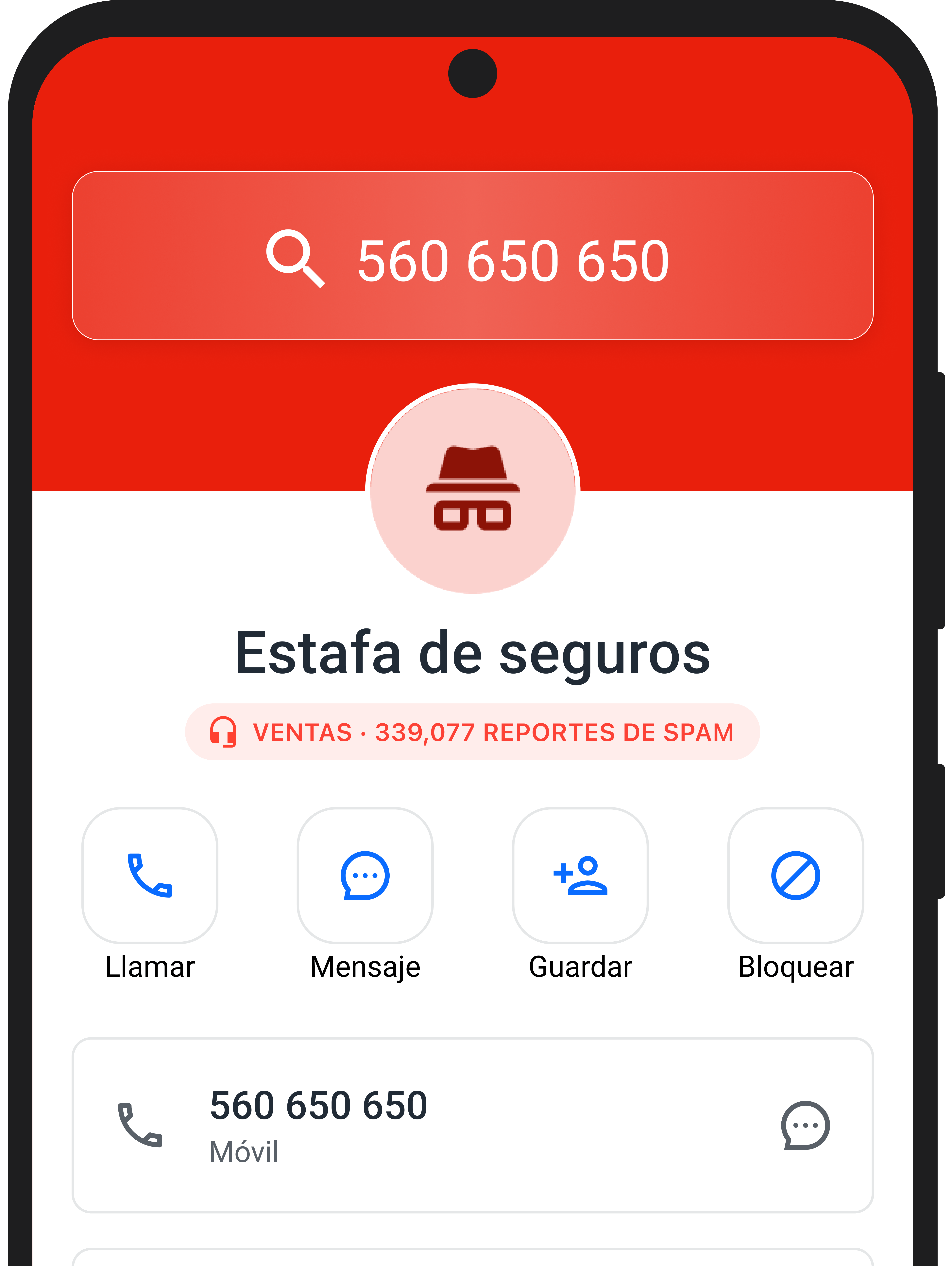 Obtén más búsquedas de números de spam y estafa en la aplicación Truecaller