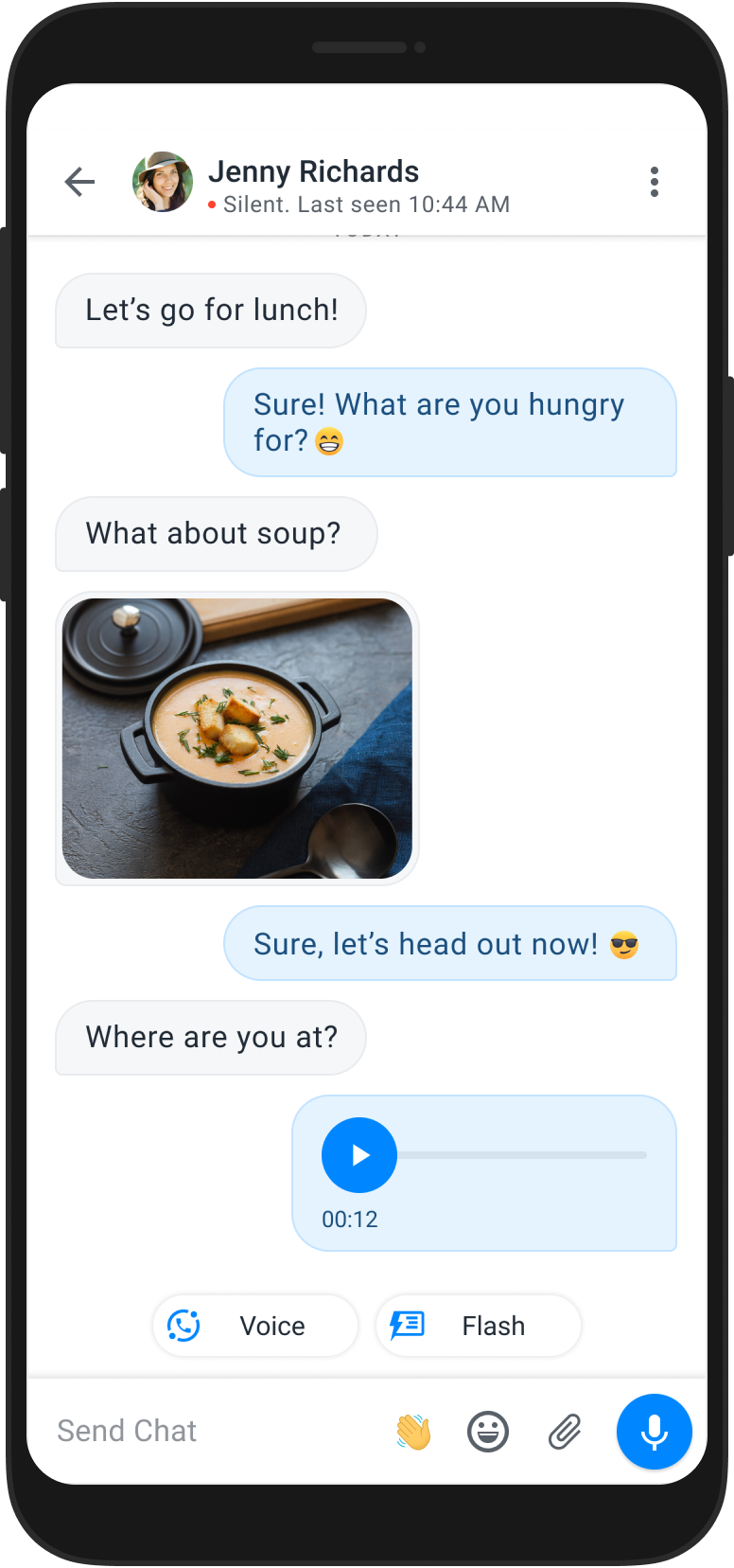 a phone showing a message conversation inside the truecaller app