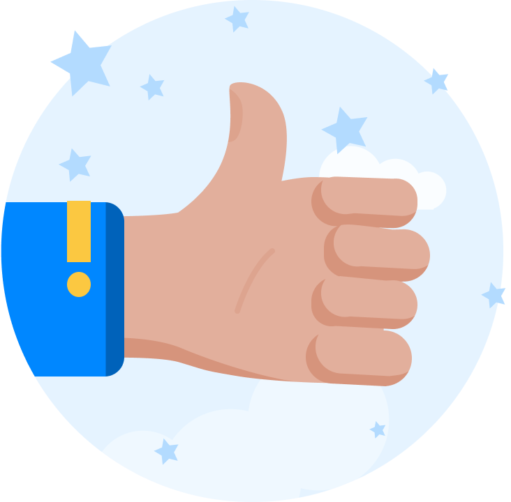 an illustration showing a hand doing thumbs up