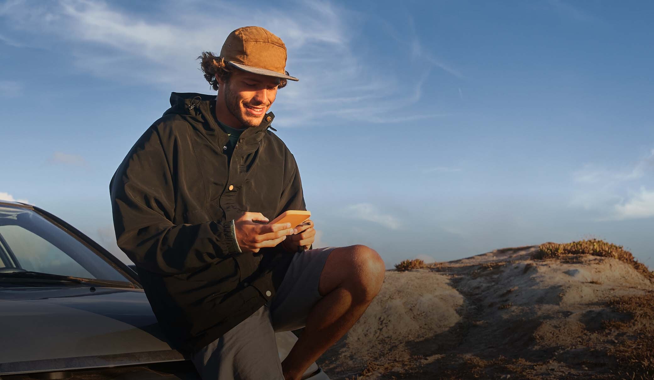 Person on a trip checking their phone